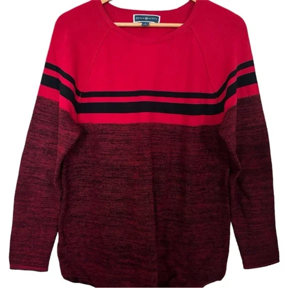 NWT Karen Scott Cotton Colorblocked Sweater - Picture 3 of 4